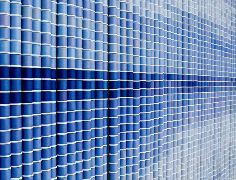 "Reflections," by Devorah Sperber, 60,000 spools of thread, 23 convex mirrors, Centro Medico Train Station, San Juan, Puerto Rico, 2003- 2004, commissioned by the Governement of Puerto Rico