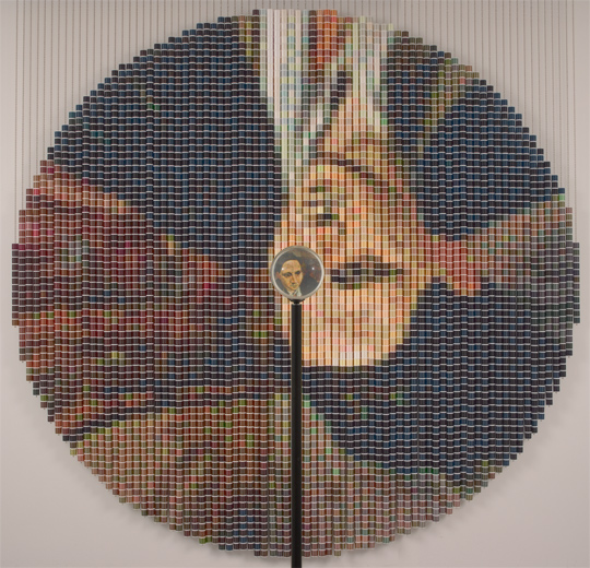 fter Picasso, One of Six Eye-Centered Portraits, constructed from thousands of spools of Coats & Clark thread, by Devorah Sperber, 2--6, New  York City, Installation Art, Sculpture, NYC